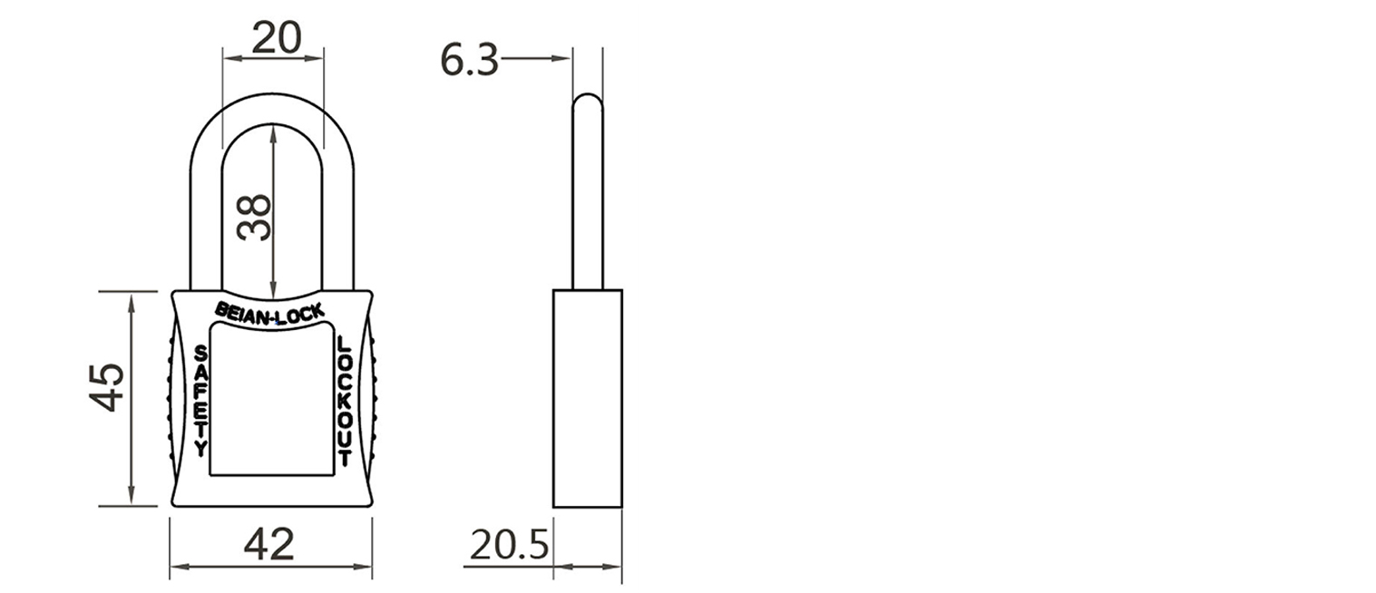 beian lock candados aislados arco de nylon color rojo, amarillo, anaranjado, celeste